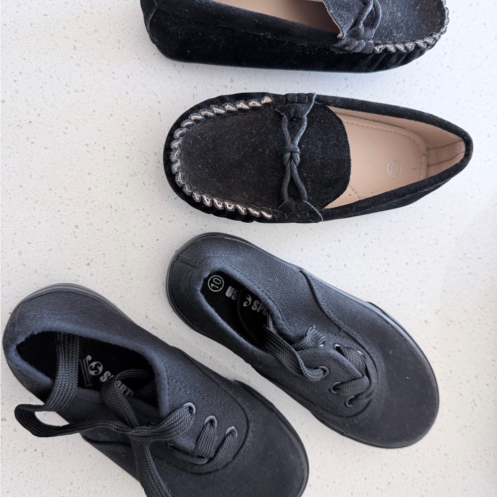 Kids Black Moccasin and Sneaker Set - Stylish Everyday Shoes